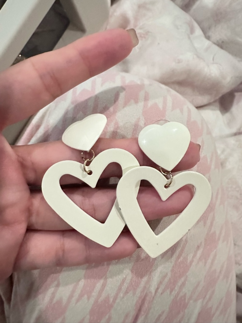 White Heart Drop Earrings - Women Jewelry